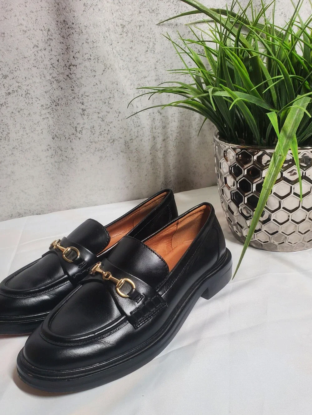 Madewell Women's The Vermon Bit Hardware Loafers  Black Leather Size 6 1/2